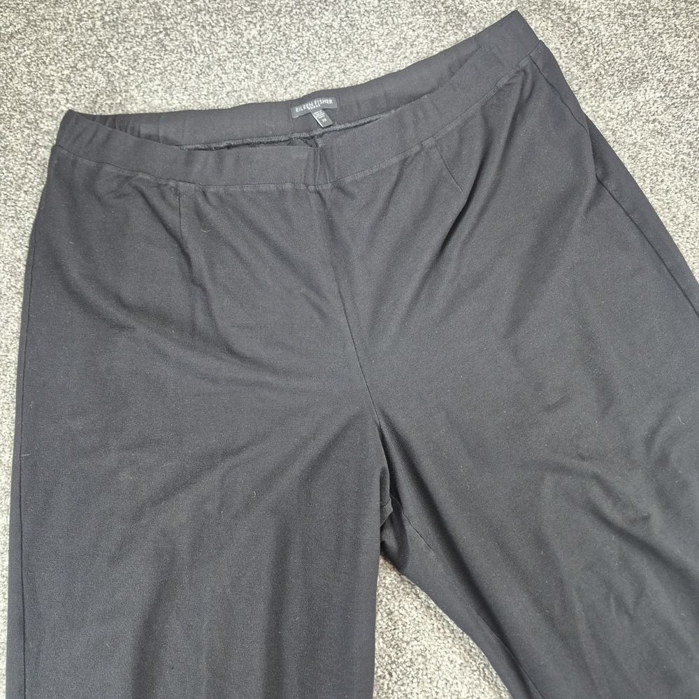 Eileen‎ Fisher Pull On Wide Leg Pants Womens 2X Black Cropped Made in USA